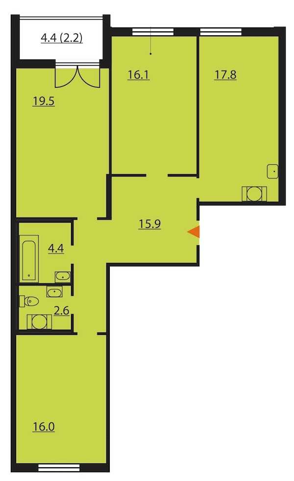 Трехкомнатная квартира в Группа ЛСР: площадь 94.5 м2 , этаж: 11 – купить в Санкт-Петербурге